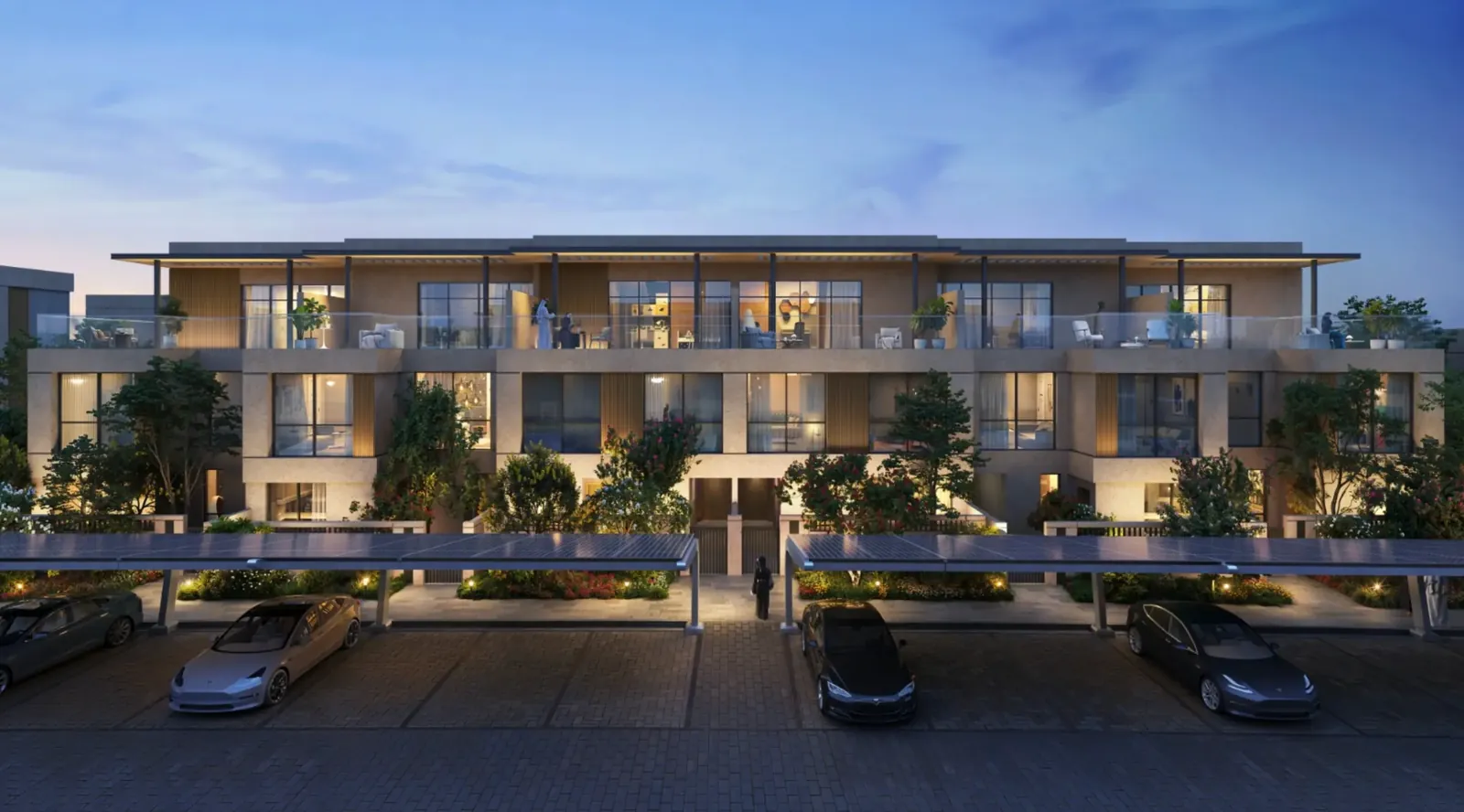 Villa facades at Sharjah Sustainable City 2 in Al Rahmaniya